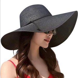Lanzom Womens Wide Brim Floppy Foldable hat Beach Sun Hat UPF